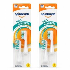 Spinbrush Pro White Replacement Brush Heads 2 Heads SOFT New In Package